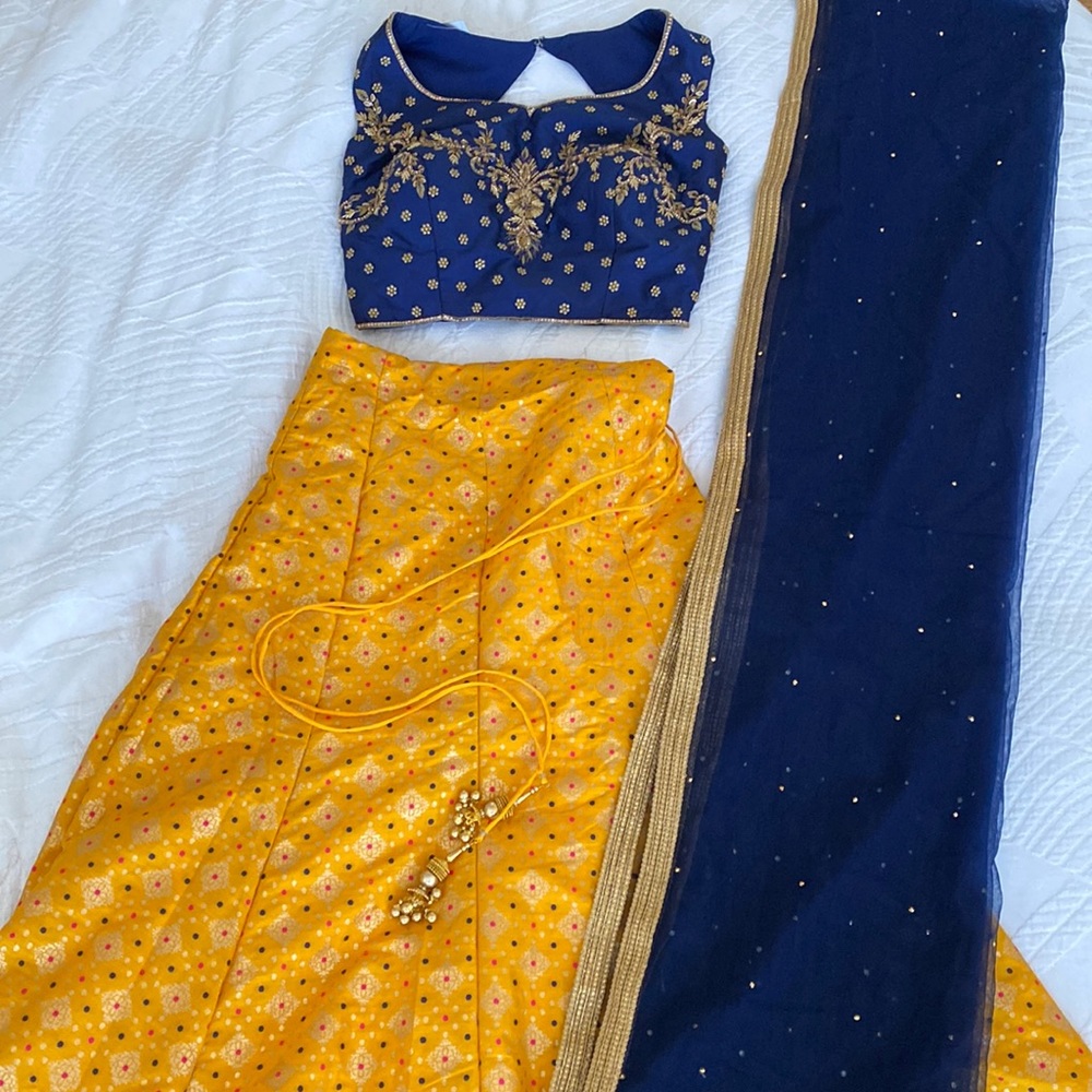 Blue & Yellow Lehenga Choli